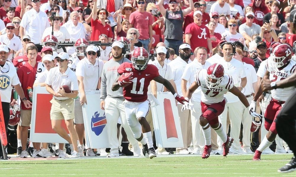 Henry Ruggs ran how fast on his 75yard touchdown?