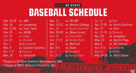 NC State Releases 2020 Baseball Schedule