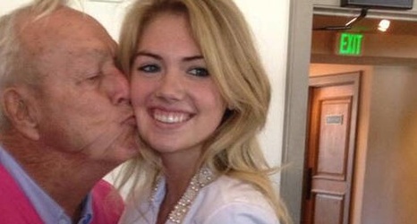 Arnold Palmer kisses Kate Upton 