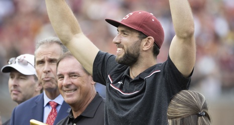 Andrew Luck coaching at Palo Alto High School 