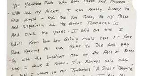 Mickey Mantle's death bed note to be auctioned