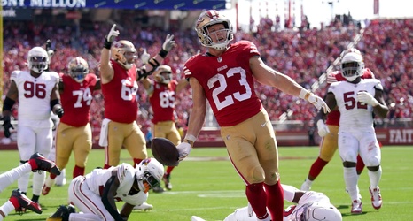 49ers' Christian McCaffrey scores three TDs in the first half vs. Cardinals, NFL Highlights