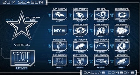 Conoce el calendario completo de juegos de los Dallas Cowboys para la  temporada 2017-18 de la NFL