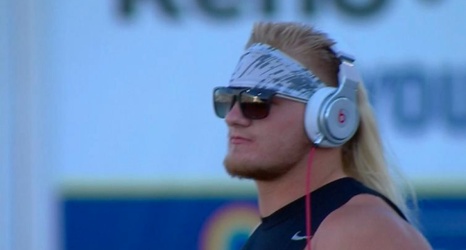 Nevada DE Brock Hekking has a flat-top mullet that would make