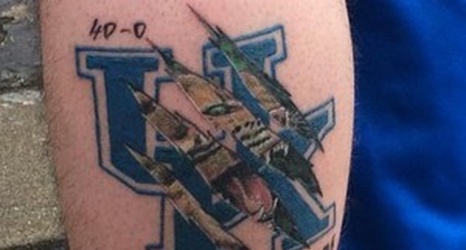 Kentucky Fan Gets 40 0 2015 Ncaa Championship Tattoo - 