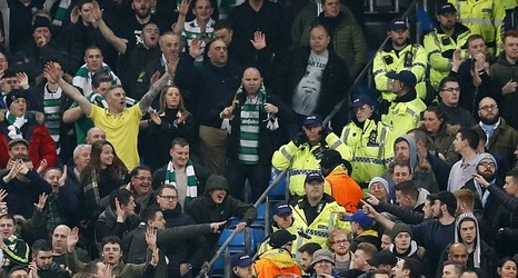 Celtic fan arrested for throwing a HAMBURGER at a police horse before Manchester City game