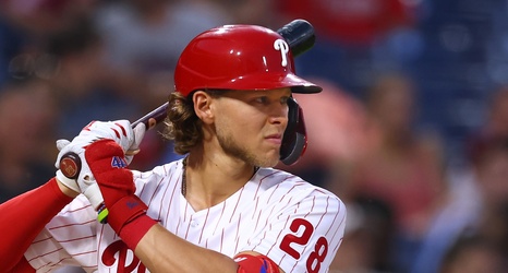 Phillies' Alec Bohm gets cut slamming bat in frustration vs. Angels