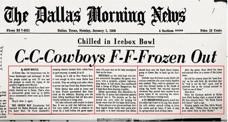 The Ice Bowl remains a game for the ages