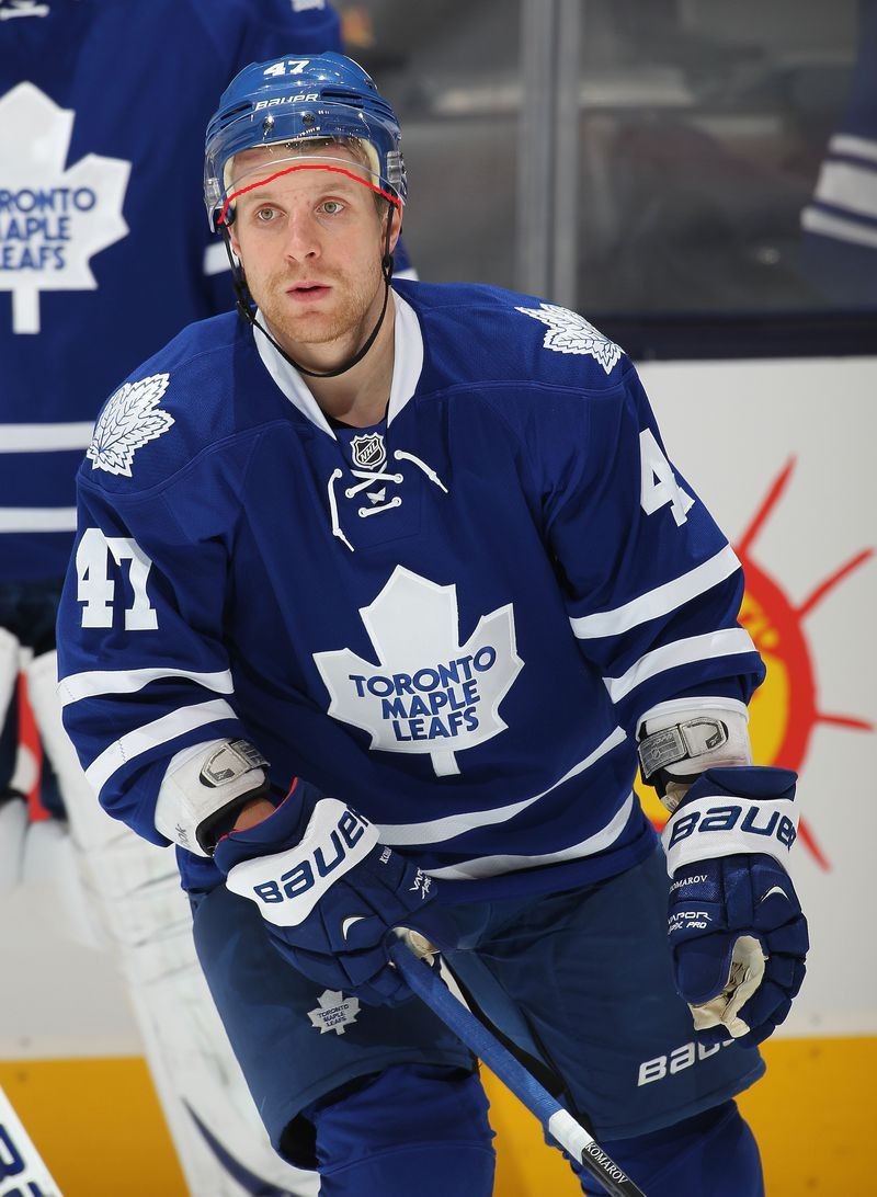 Leo Komarov needs to lower his visor