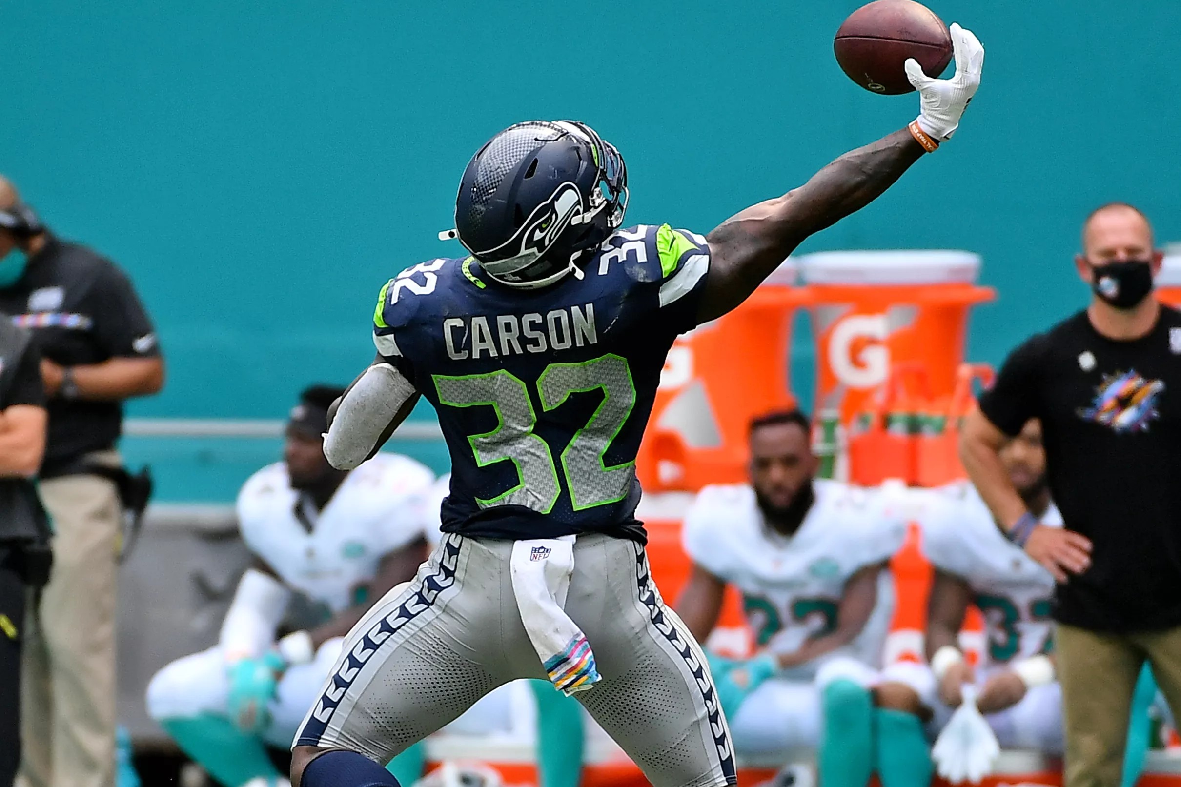 Chris Carson has best game one week after dirty play knocked him out