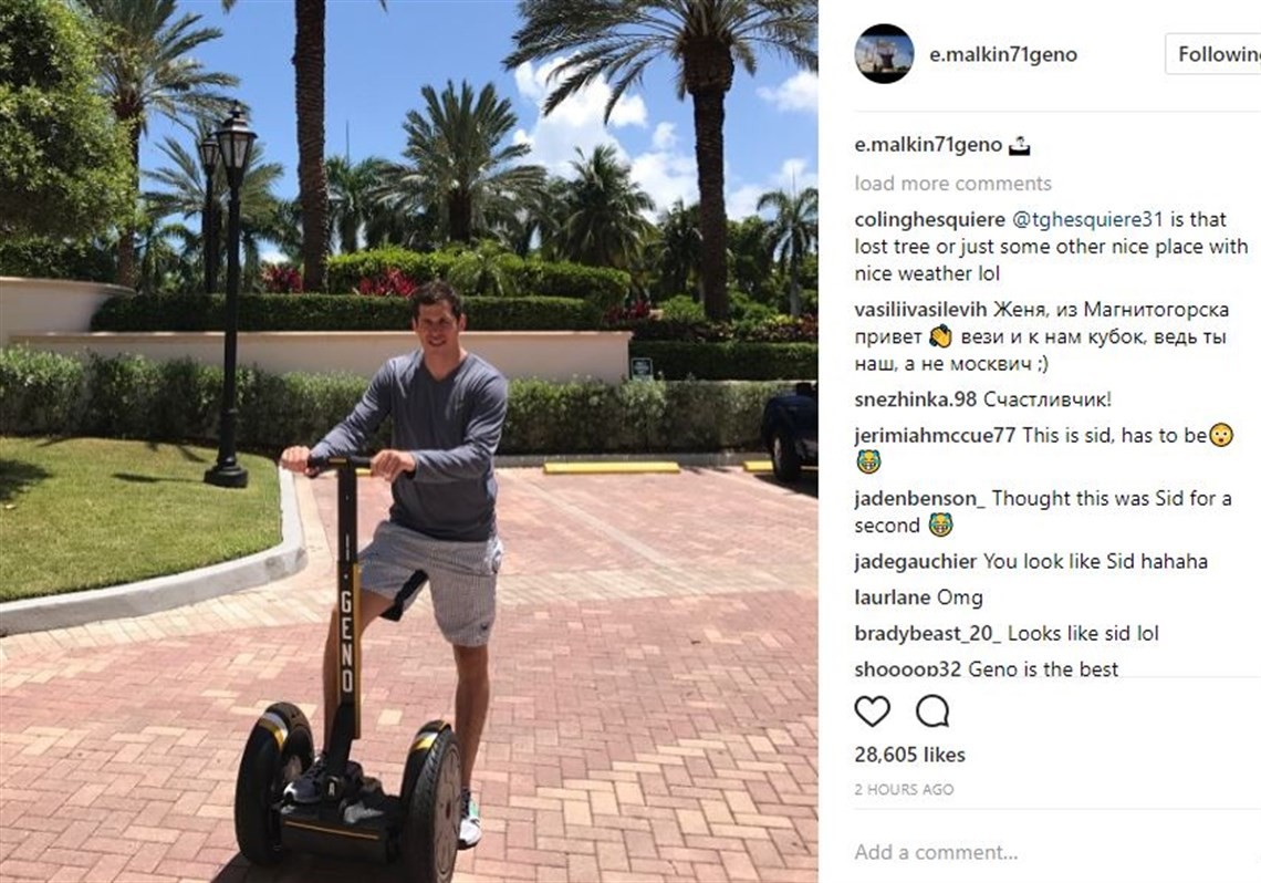 What's going on in this Evgeni Malkin Instagram post?