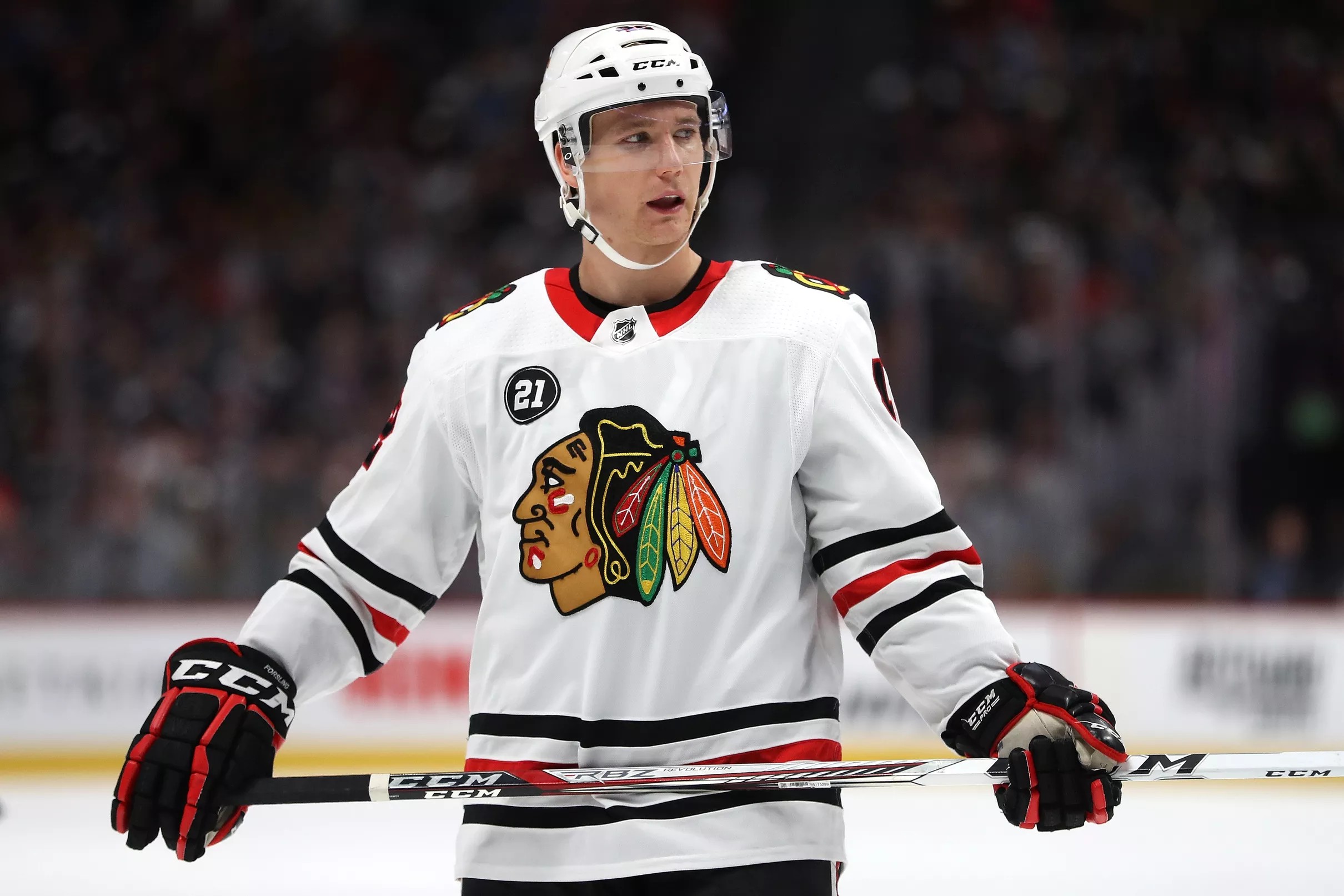 Blackhawks’ Gustav Forsling out with upper-torso injury vs. Penguins