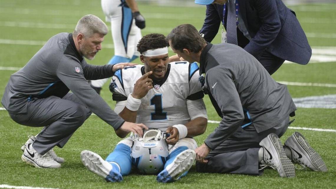 NFL review complete: Cam Newton had eye, knee injuries vs. Saints, but ...