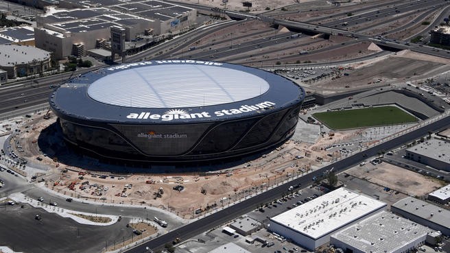 Check out Raiders logo on Allegiant Stadium's brand-new turf field