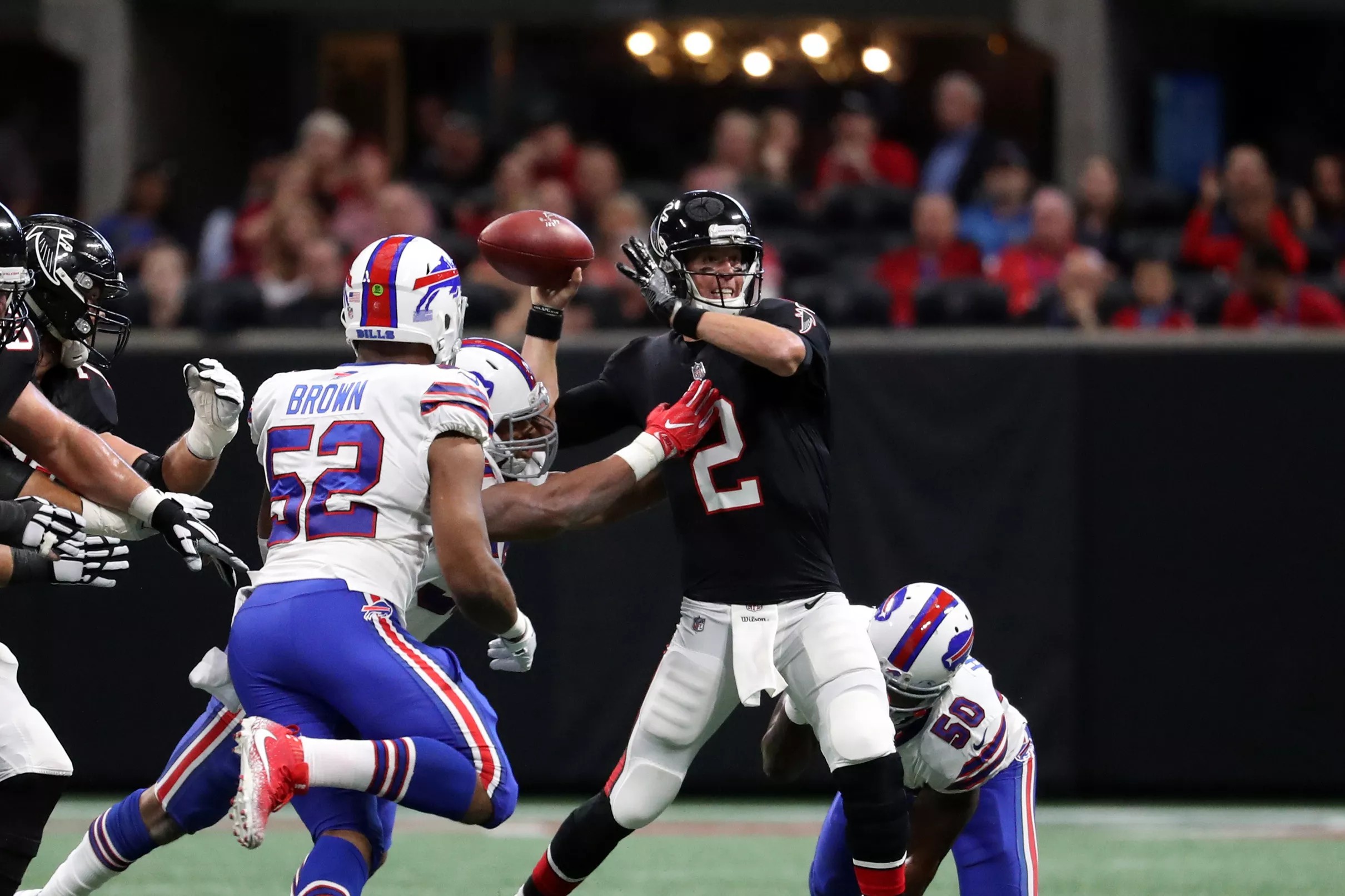 Buffalo Bills hold Atlanta Falcons quarterback Matt Ryan in check