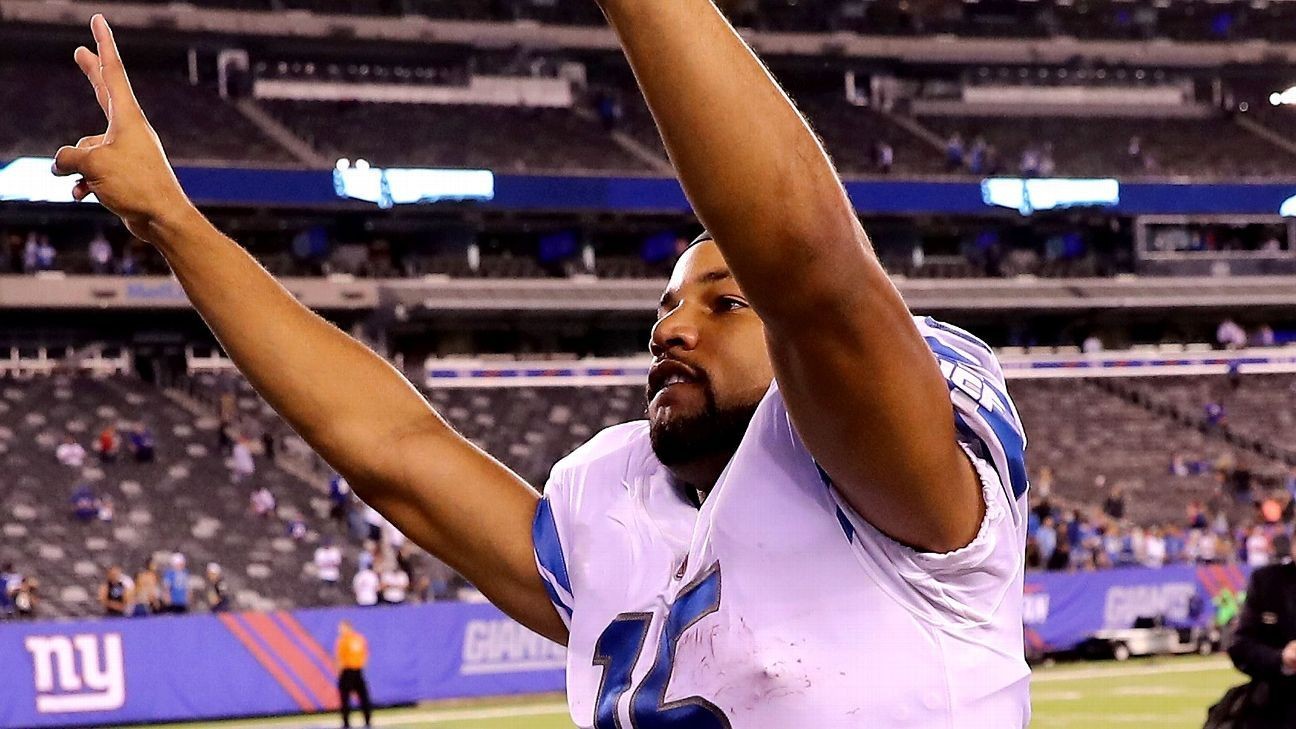 Golden Tate's next celebration step? Involve the Lions' offensive line