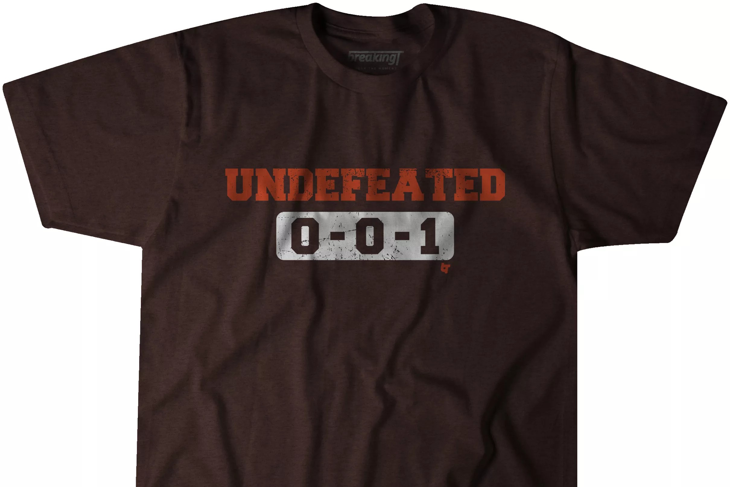 Cleveland Browns t-shirt highlighting the rarity of 0-0-1 is now available