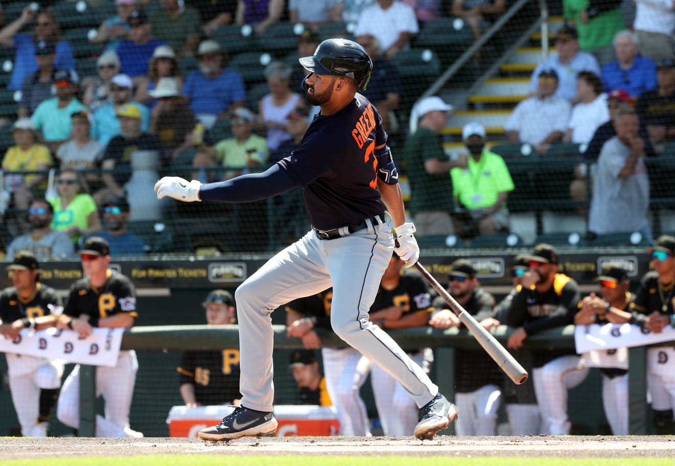 Detroit Tigers' Riley Greene gets first hit in first MLB at-bat ...