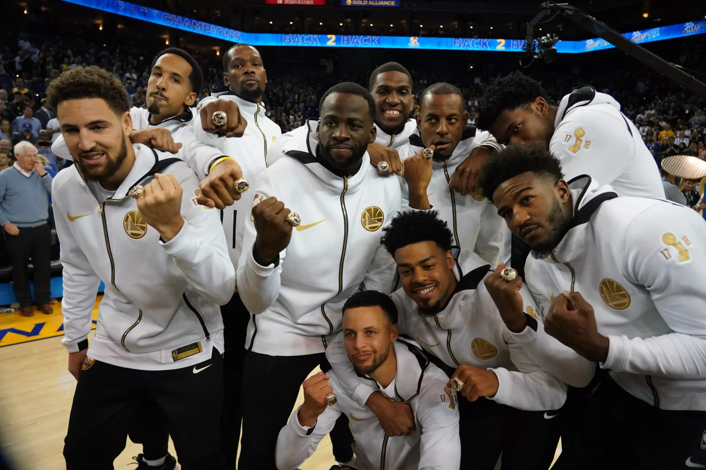 Warriors celebrate their title with a glorious ceremony