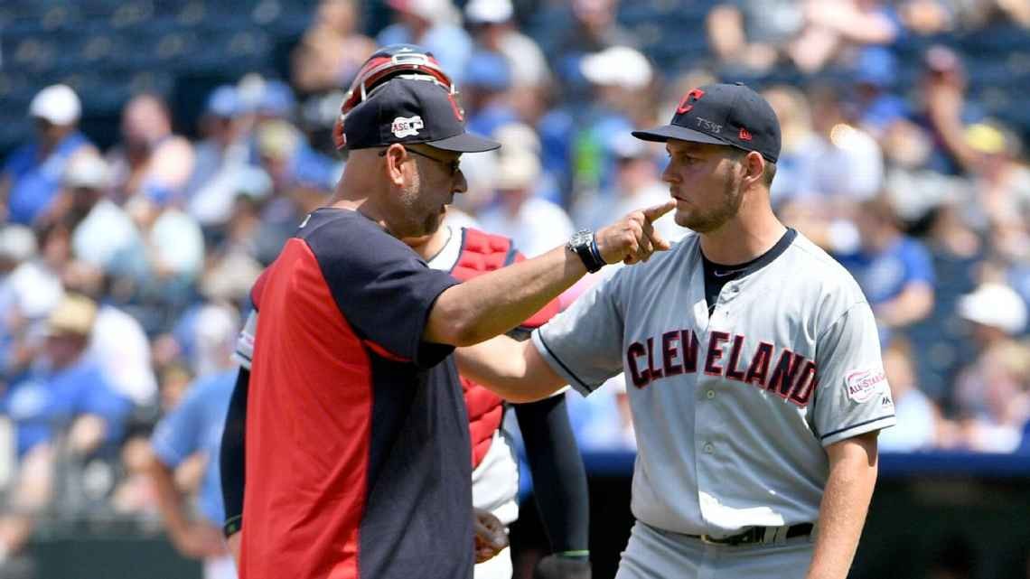 Upset pitcher Bauer throws ball over CF fence