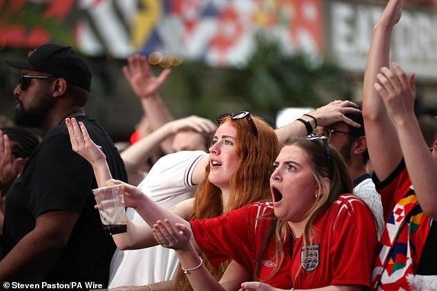 Thousands of Three Lions fans in pubs and fan zones across the country ...