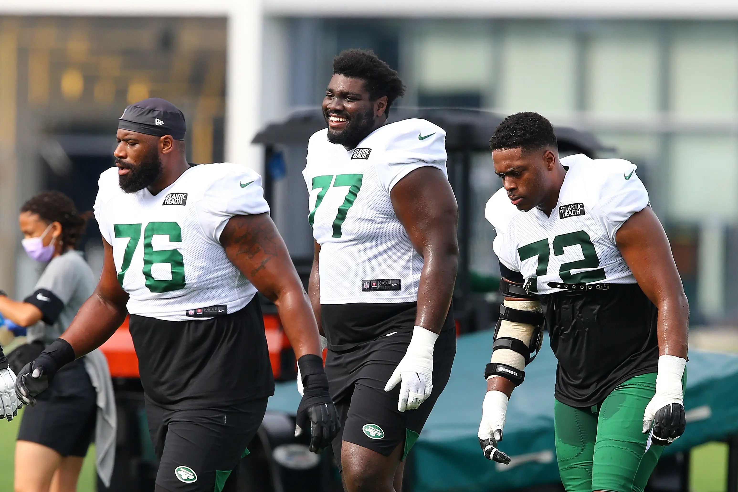 New York Jets rookie OL Cameron Clark receiving some first-team reps